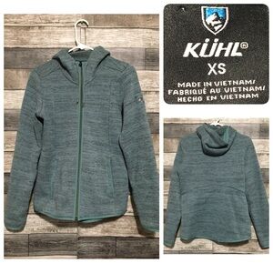 Kuhl Fleece Hooded Jacket Women’s XS Green Full Zip Pockets
